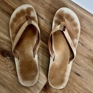 Rainbow Sandals Women's Single Layer Leather Sandal Narrow Strap in Sierra Brown